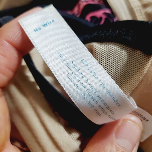 SWIM BY CACIQUE TANKINI SWIM TOP pink black size 14 built in bra Paisley print - Picture 5 of 5